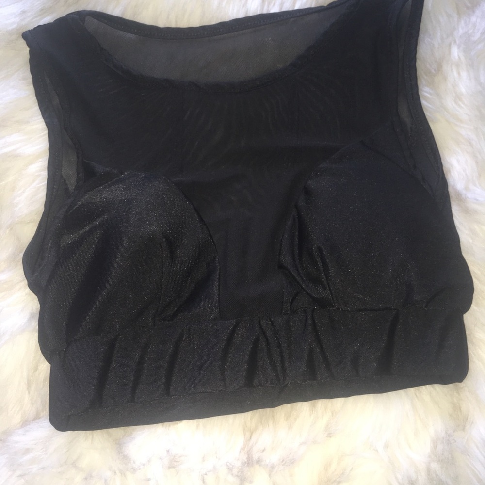 Black mesh crop top